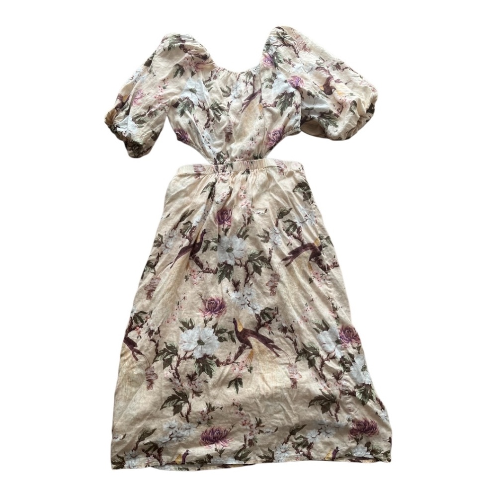 H&M Linen Midi Dress with Cut Outs Size Large